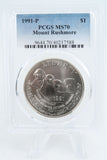 1991-P PCGS MS70 Mount Rushmore Silver Modern Commemorative Dollar