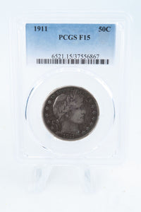 1911-P PCGS F15 Barber Half Dollar Business Strike 50C