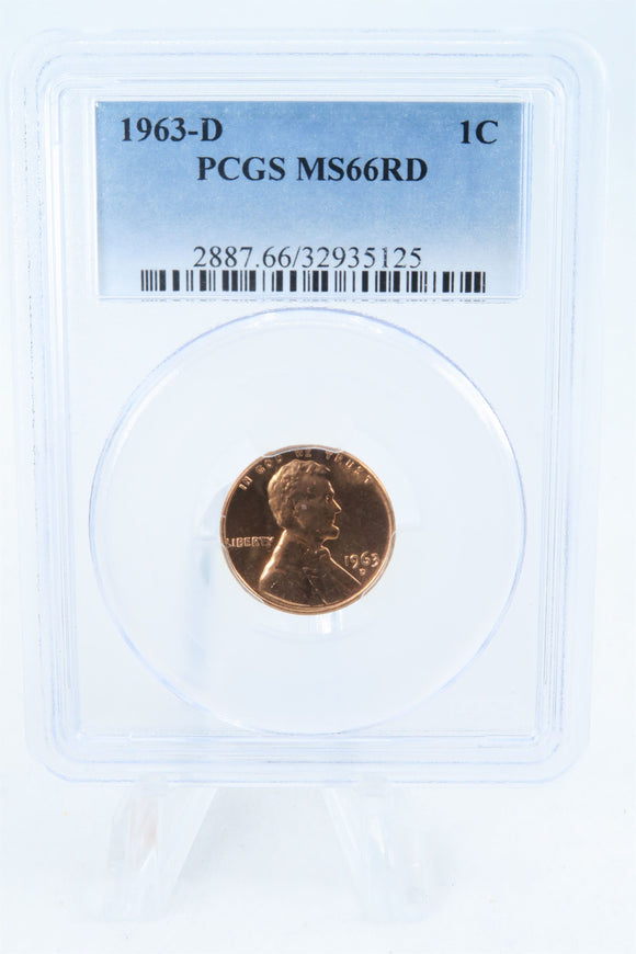 1963-D PCGS MS66RD Lincoln Memorial Cent Business Strike 1C