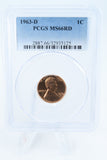 1963-D PCGS MS66RD Lincoln Memorial Cent Business Strike 1C