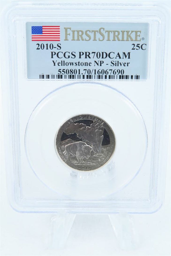 2010-S PCGS PR70DCAM Silver Yellowstone NP Quarter Proof 25C