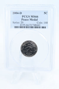 2004-D PCGS MS66 Peace Medal Jefferson Nickel Business Strike 5C