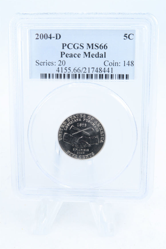 2004-D PCGS MS66 Peace Medal Jefferson Nickel Business Strike 5C