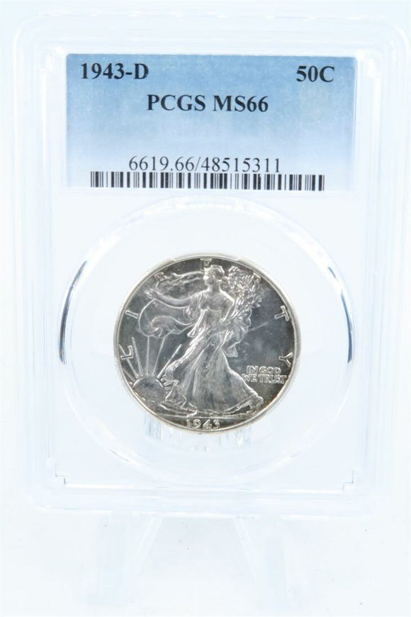 1943-D PCGS MS66 Walking Liberty Half Dollar Business Strike 50C