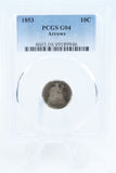 1853-P PCGS G04 Arrows Liberty Seated Dime Business Strike 10C