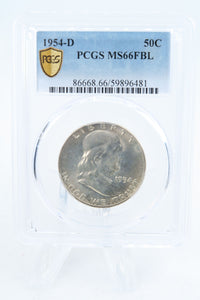 1954-D PCGS MS66FBL Franklin Half Dollar Full Bell Lines 50C