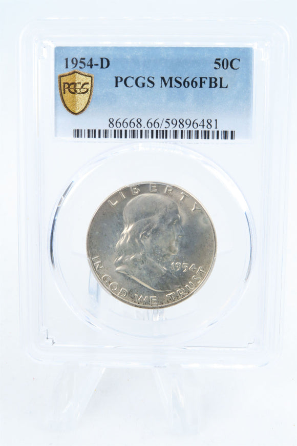 1954-D PCGS MS66FBL Franklin Half Dollar Full Bell Lines 50C