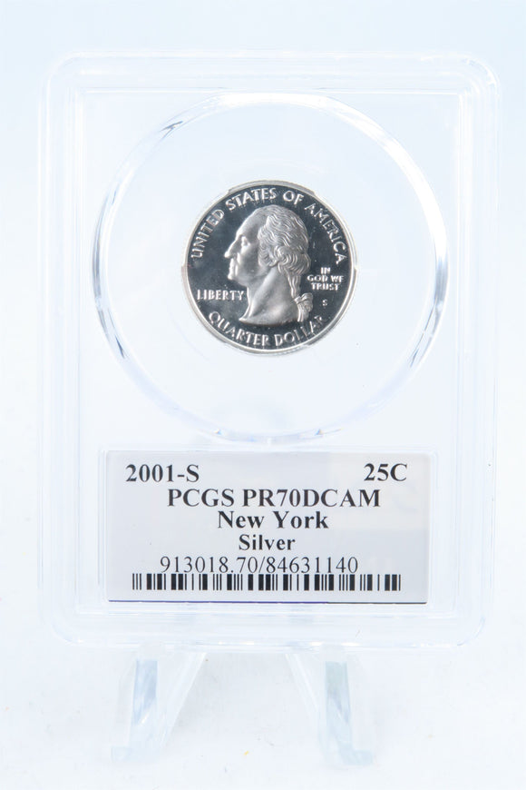 2001-S PCGS PR70DCAM Silver New York State Quarter Proof 25C