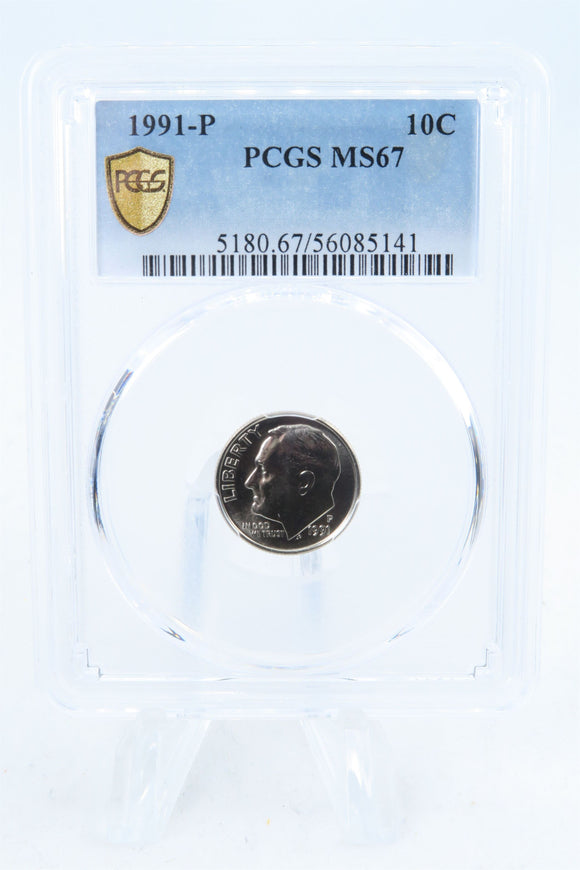 1991-P PCGS MS67 Roosevelt Dime Business Strike 10C