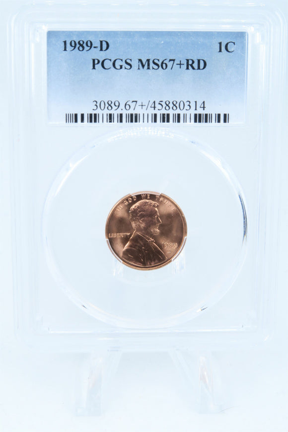 1989-D PCGS MS67+RD Lincoln Memorial Cent Business Strike 1C