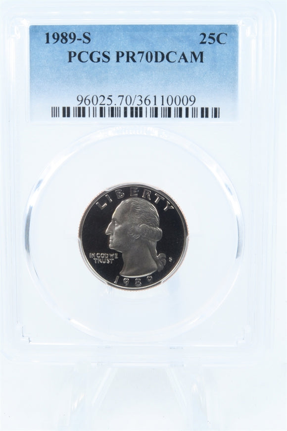 1989-S PCGS PR70DCAM Washington Quarter Proof 25C