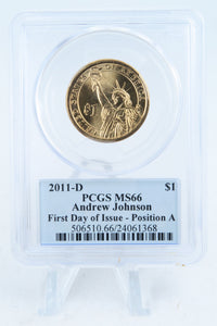 2011-D PCGS MS66 Andrew Johnson Position A Presidential Dollar