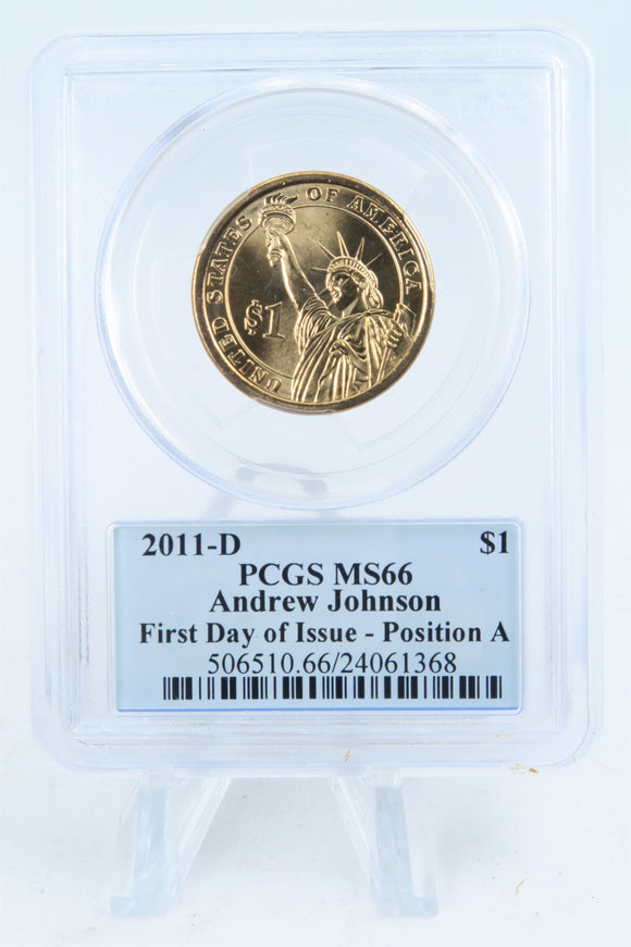 2011-D PCGS MS66 Andrew Johnson Position A Presidential Dollar