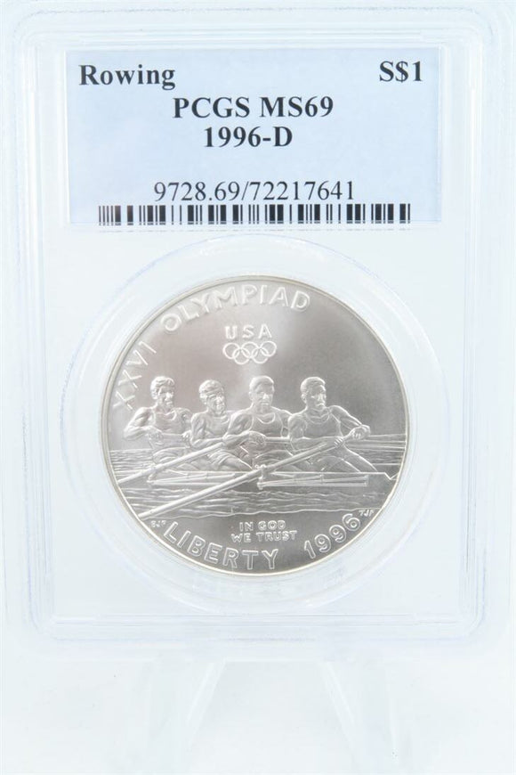 1996-D PCGS MS69 Rowing Silver Modern Commemorative Dollar