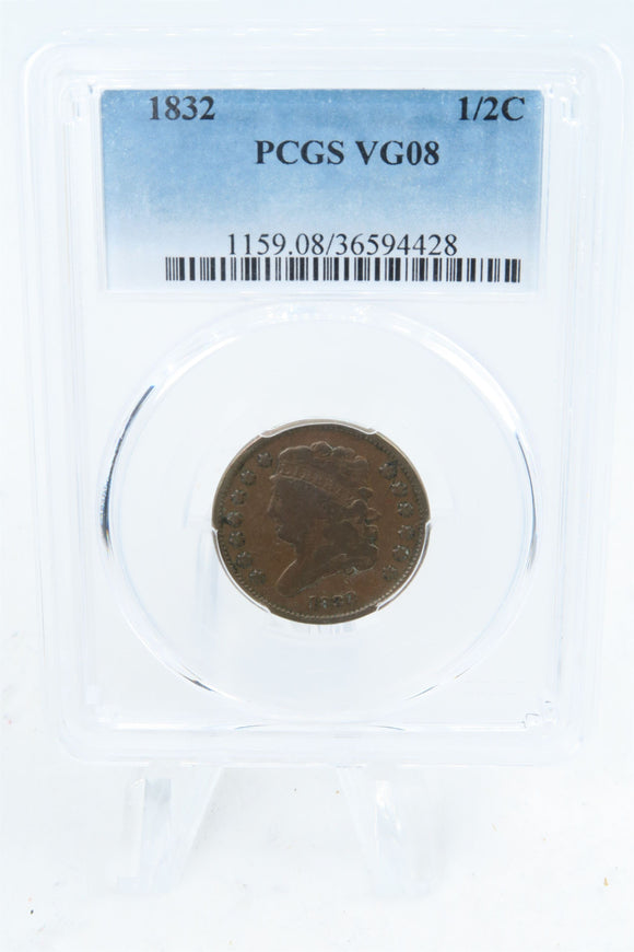1832-P PCGS VG08BN Classic Head Half Cent Business Strike