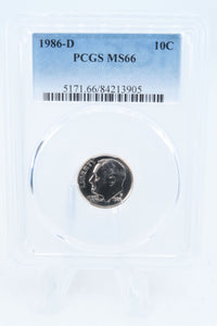 1986-D PCGS MS66 Roosevelt Dime Business Strike 10C
