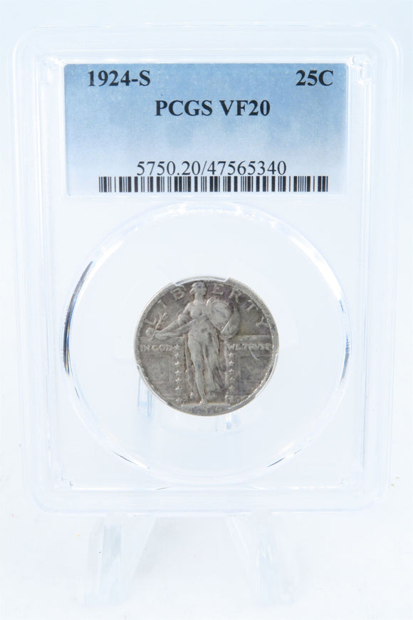 1924-S PCGS VF20 Standling Liberty Quarter Business Strike 25C