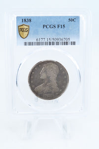 1838-P PCGS F15 Capped Bust Half Dollar Business Strike 50C