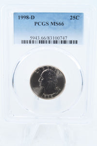 1998-D PCGS MS66 Washington Quarter Business Strike 25C