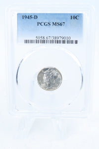 1945-D PCGS MS67 Mercury Dime Business Strike 10C