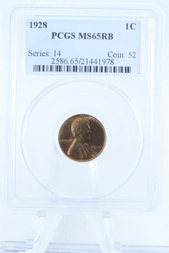 1928-P PCGS MS65RB Lincoln Wheat Cent Business Strike 1C