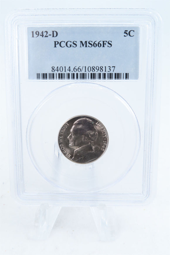 1942-D PCGS MS66FS Jefferson Nickel Full Steps Business Strike 5C