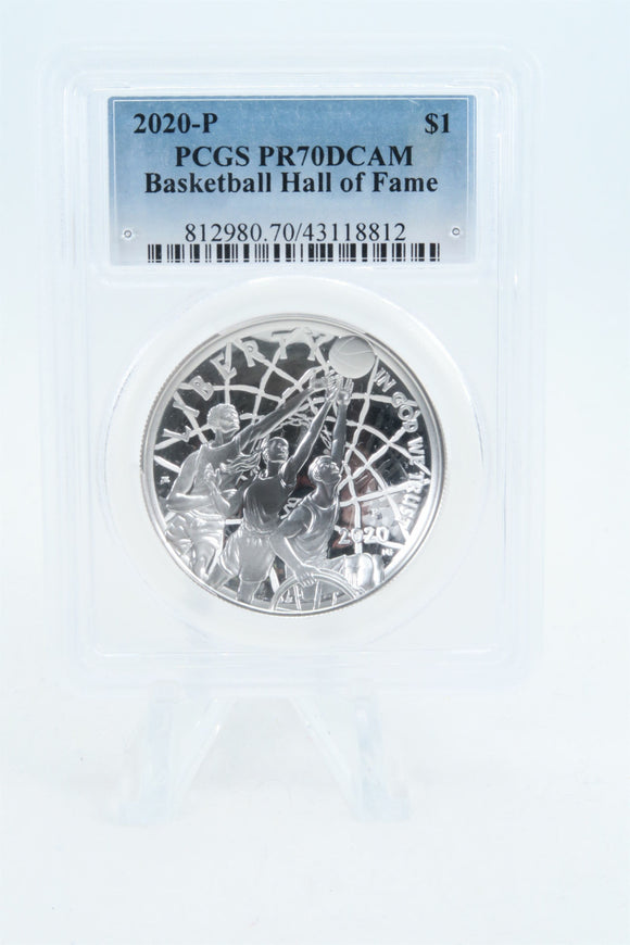 2020-P PCGS PR70DCAM Basketball Hall Of Fame Silver Commemorative Dollar Proof