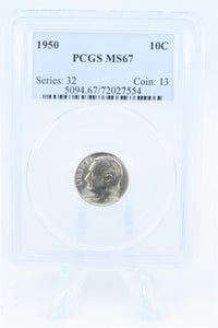 1950-P PCGS MS67 Roosevelt Dime Business Strike 10C