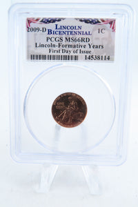 2009-D PCGS MS66RD Lincoln-Formative Years FDOI Cent Business Strike 1C