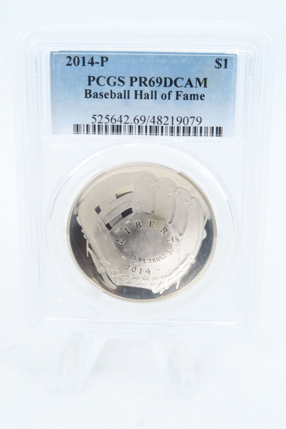 2014-P PCGS PR69DCAM Baseball Hall Of Fame Silver Commemorative Dollar Proof