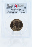 2007-D PCGS SP68 John Adams Position B Presidential Dollar Satin Finish