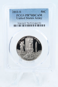 2011-S PCGS PR70DCAM United States Army Commemorative Half Dollar Proof 50C