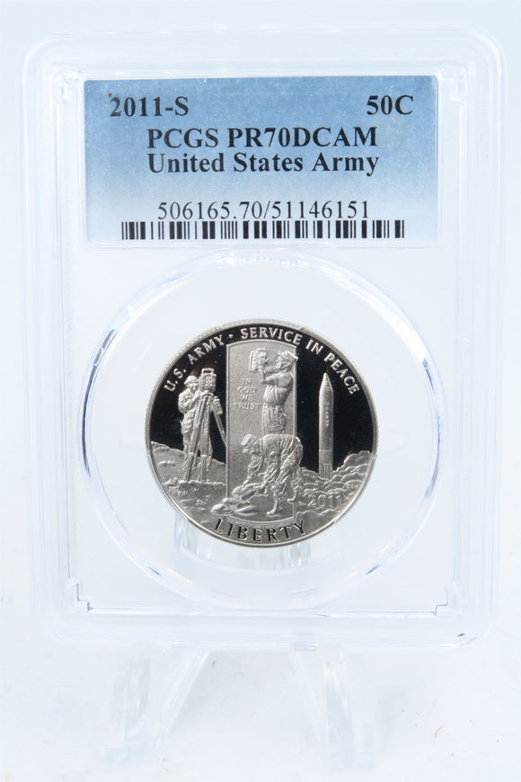 2011-S PCGS PR70DCAM United States Army Commemorative Half Dollar Proof 50C