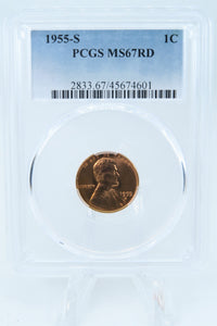 1955-S PCGS MS67RD Lincoln Wheat Cent Business Strike 1C