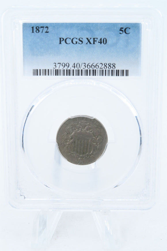 1872-P PCGS XF40 Shield Nickel Business Strike 5C