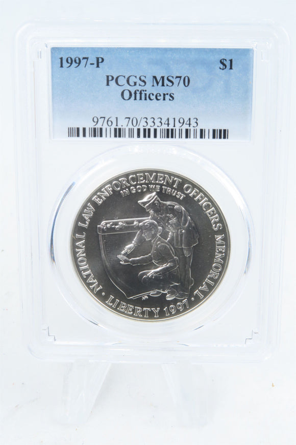 1997-P PCGS MS70 Officers Silver Modern Commemorative Dollar