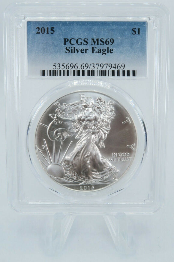 2015 PCGS MS69 American Silver Eagle Bullion Dollar Business Strike 1 oz