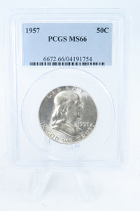 1957-P PCGS MS66 Franklin Half Dollar Business Strike 50C