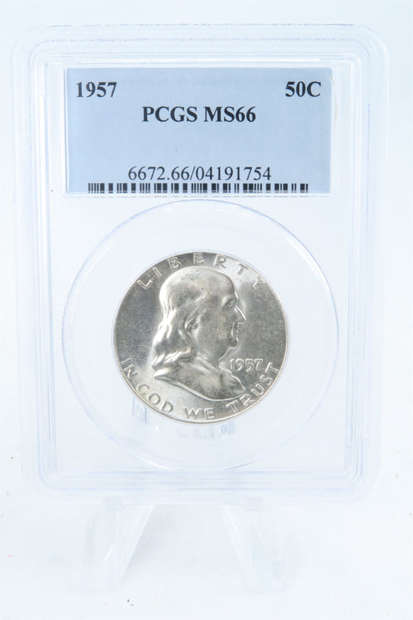 1957-P PCGS MS66 Franklin Half Dollar Business Strike 50C