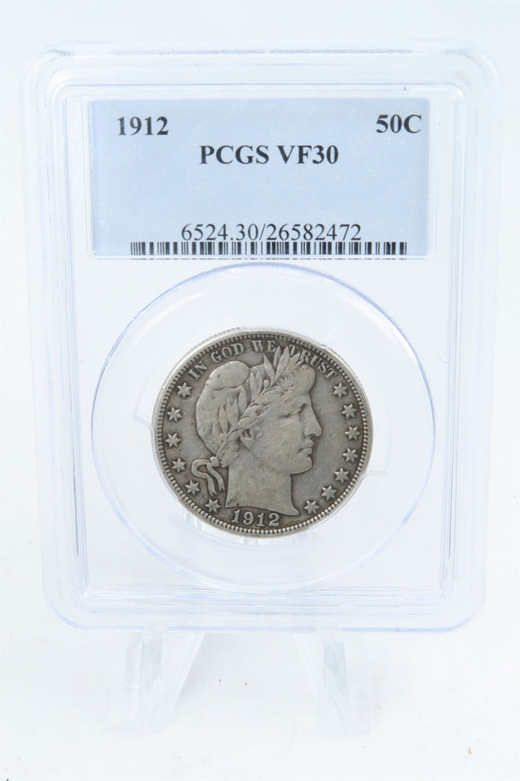 1912-P PCGS VF30 Barber Half Dollar Business Strike 50C