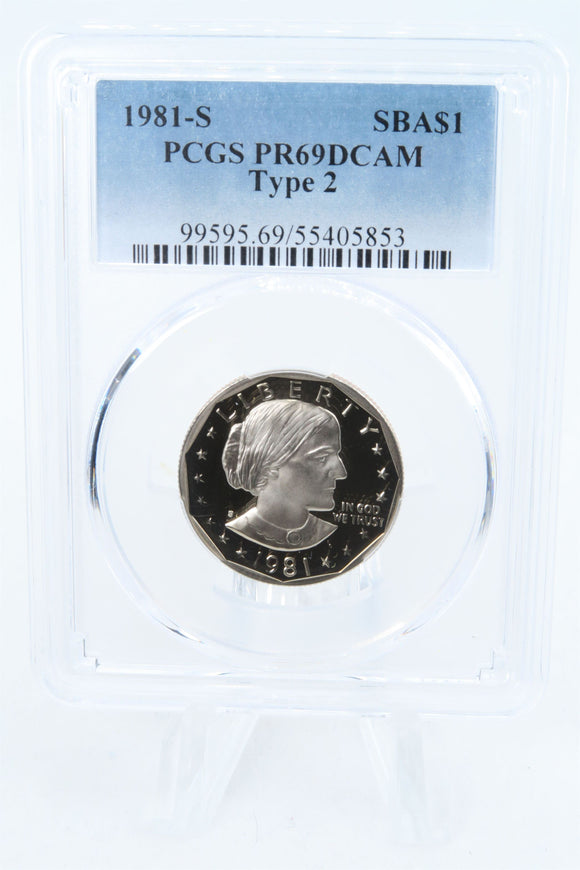1981-S PCGS PR69DCAM Type 2 Susan B. Anthony Dollar Proof
