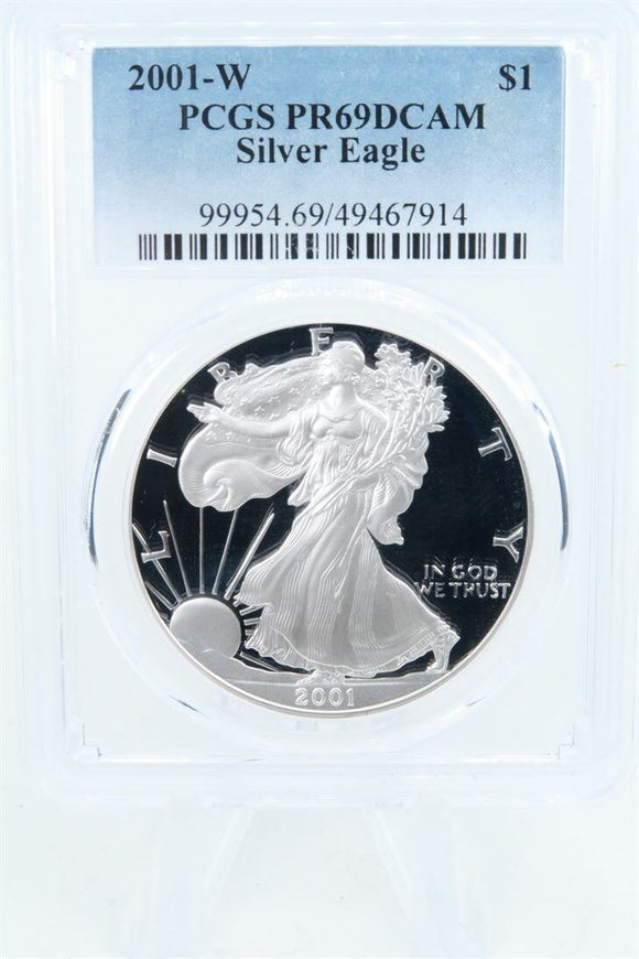 2001-W PCGS PR69DCAM Silver Eagle Dollar Proof