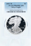 2001-W PCGS PR69DCAM Silver Eagle Dollar Proof