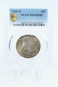 1960-D PCGS MS65FBL Franklin Half Dollar Full Bell Lines 50C