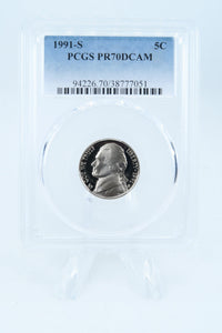 1991-S PCGS PR70DCAM Jefferson Nickel Proof 5C