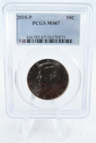 2010-P PCGS MS67 Kennedy Half Dollar Business Strike 50C