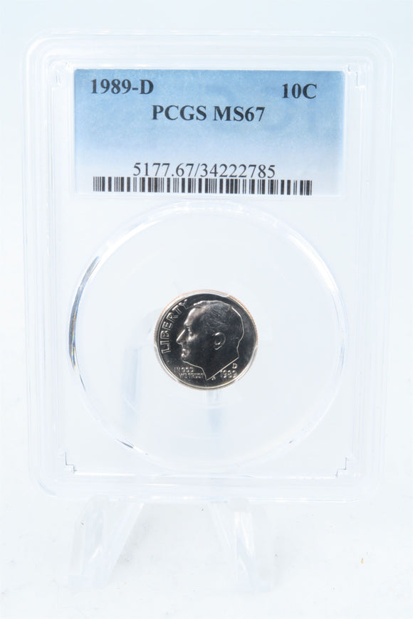 1989-D PCGS MS67 Roosevelt Dime Business Strike 10C