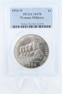 1994-W PCGS MS70 Women Military Silver Modern Commemorative Dollar