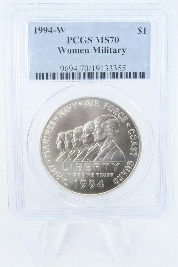 1994-W PCGS MS70 Women Military Silver Modern Commemorative Dollar