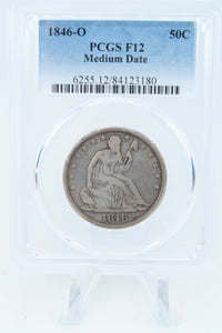 1846-O PCGS F12 Medium Date Liberty Seated Half Dollar Business Strike 50C